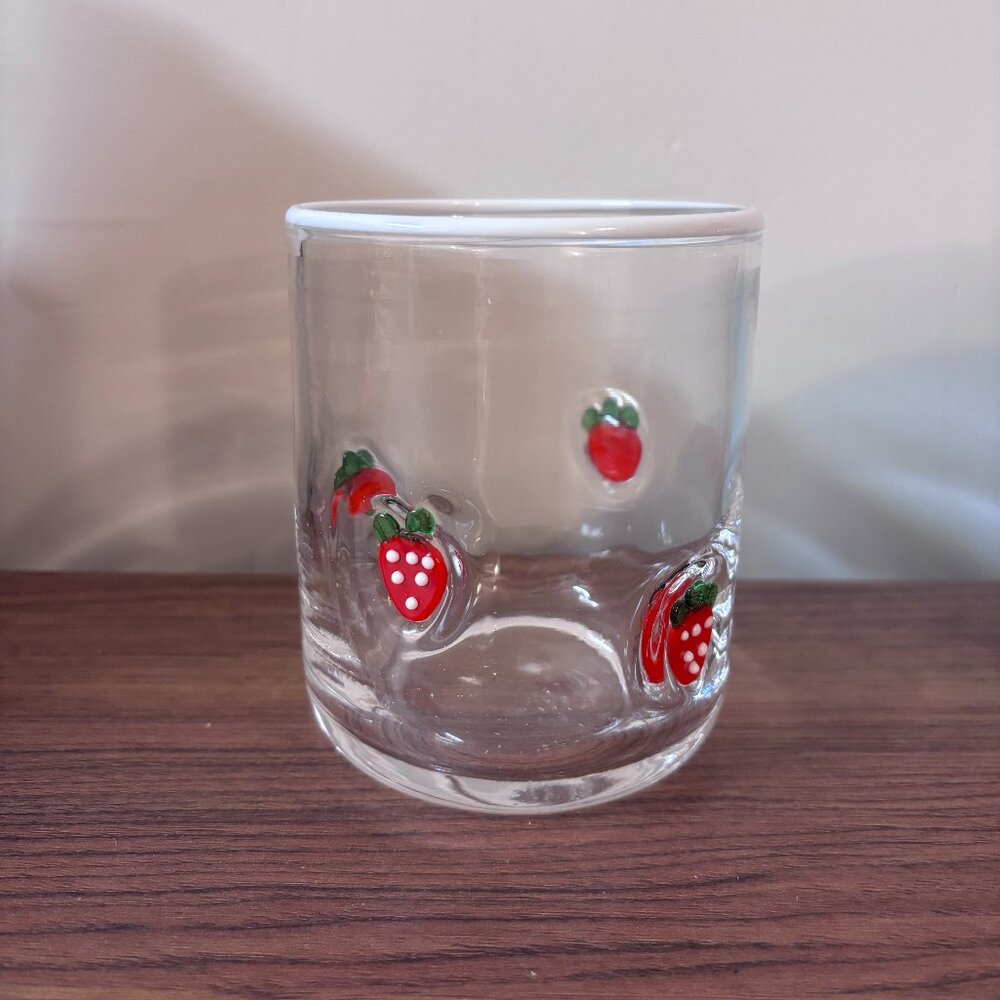 NWOB Anthropologie Beaded Icon Juice Glass in Strawberry - Picture 2 of 3
